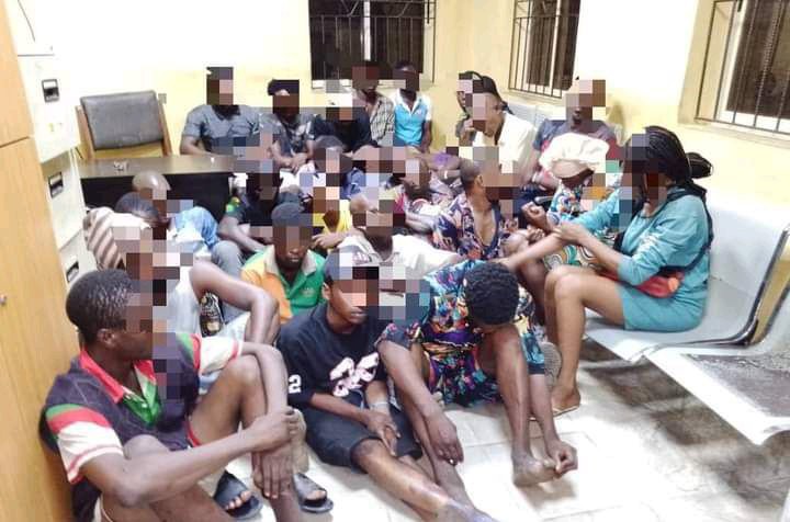 During police operations on several hideouts in Agege, Oshodi, two women and twenty-five males were Arrested