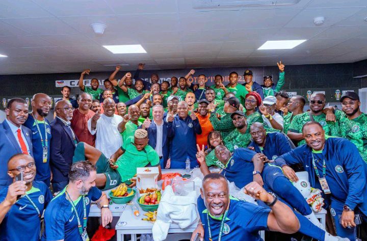 Mixed Reactions As Pictures Of Kashim Shettima Celebrating With The Nigerian Team In Cote D'Ivoire Surfaces