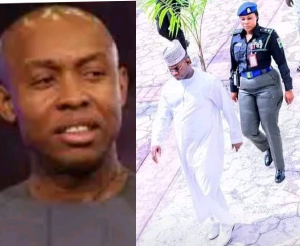 Mixed Reactions After Chidi Odinkalu Reveals Picture Of A Policewoman Protecting Yahaha Bello