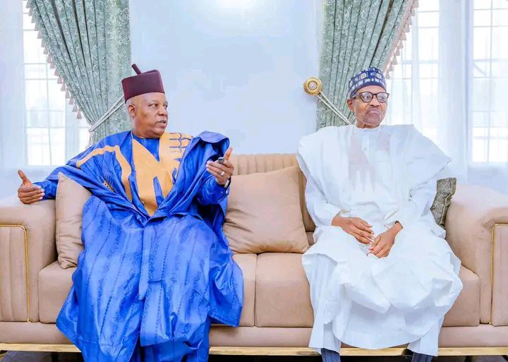 At a Turbaning Ceremony in Jigawa State, Kashim Shettima is shown with former President Buhari.