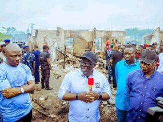 Delta Gov, Oborevwori Response As He Visits Scene Of A Petrol Tanker Explosion Along Warri-Benin Road