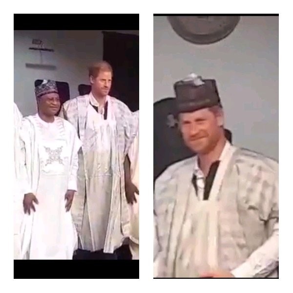 Nigerian Response after spotting Prince Harry in traditional Hausa attires after arriving in Nigeria