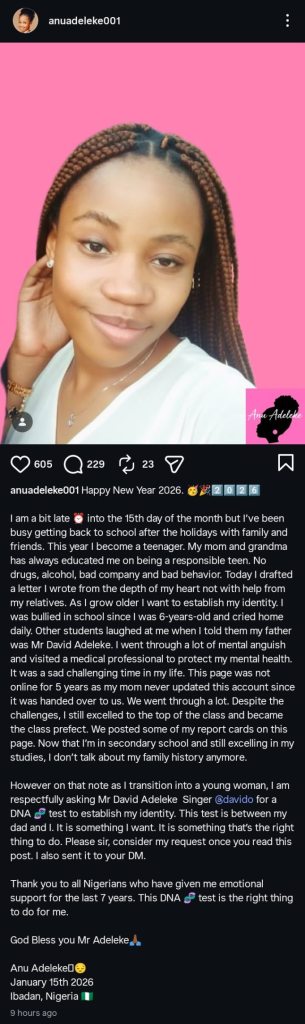 “I Want the Truth” – Davido’s Alleged Daughter Publicly Requests DNA Test